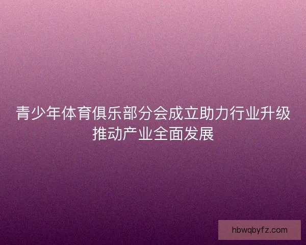 青少年体育俱乐部分会成立助力行业升级推动产业全面发展