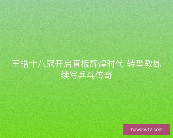 王皓十八冠开启直板辉煌时代 转型教练续写乒乓传奇 王皓十八冠开启直板辉煌时代 转型教练续写乒乓传奇